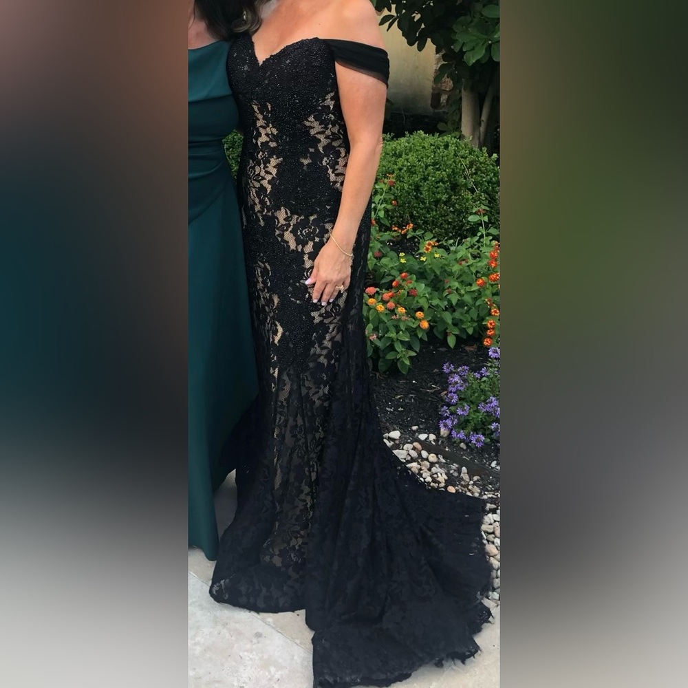 Jovani Black and Tan Gown